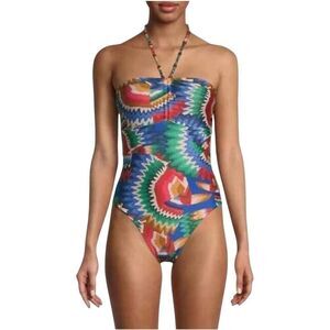 FARM Rio Women’s Size XL Chevron Toucans Halter Neck One-Piece Swimsuit New